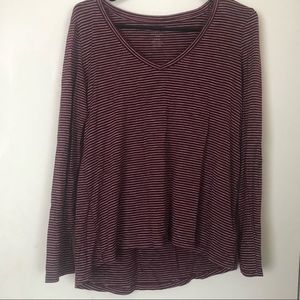 American Eagle striped long sleeve v-neck shirt